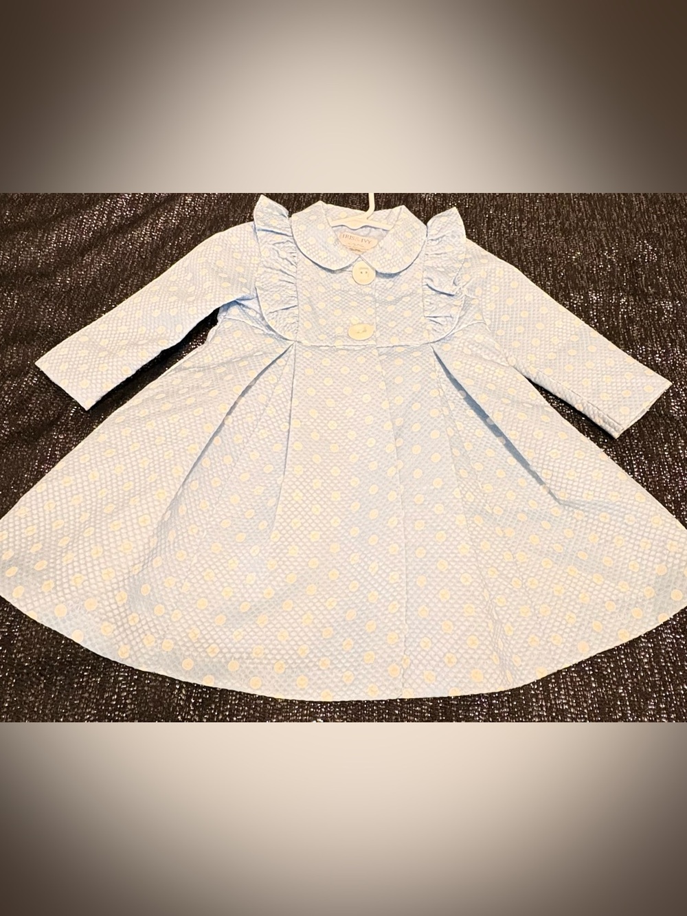 iris & ivy Light Blue and White Polka Dot Baby Dress